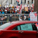 Protestors outside the Wisconsin State Capitol building in Madison on April 24, 2020.